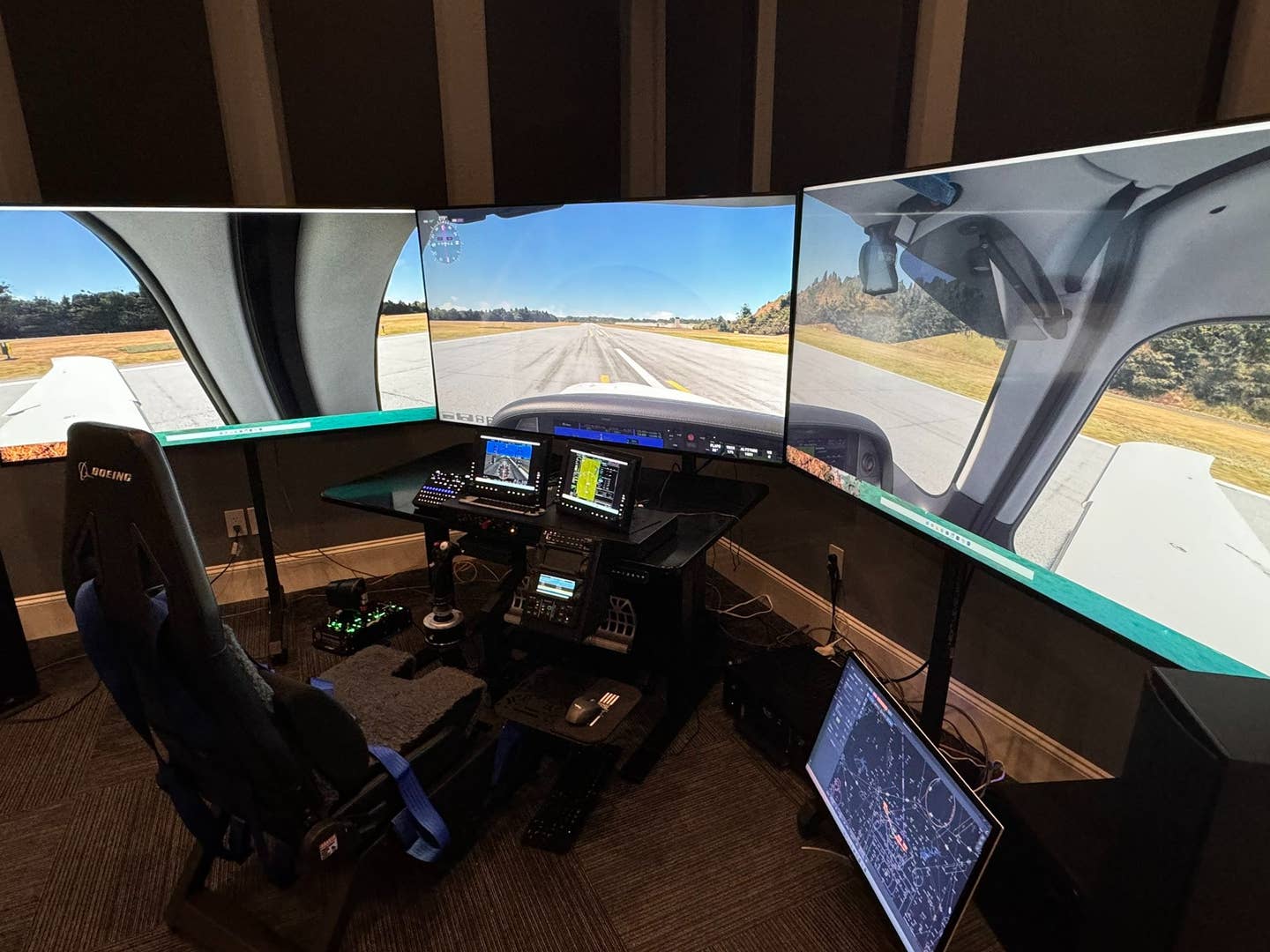 Flight simulator setup for Craig Fuller