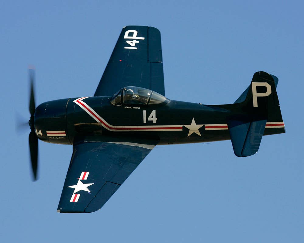 Howard Pardue in his Grumman F8F Bearcat