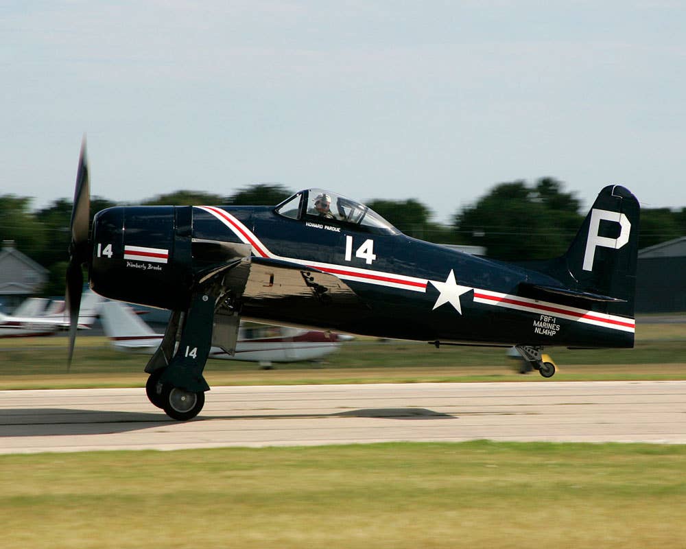 Howard Pardue and his Grumman F8F Bearcar