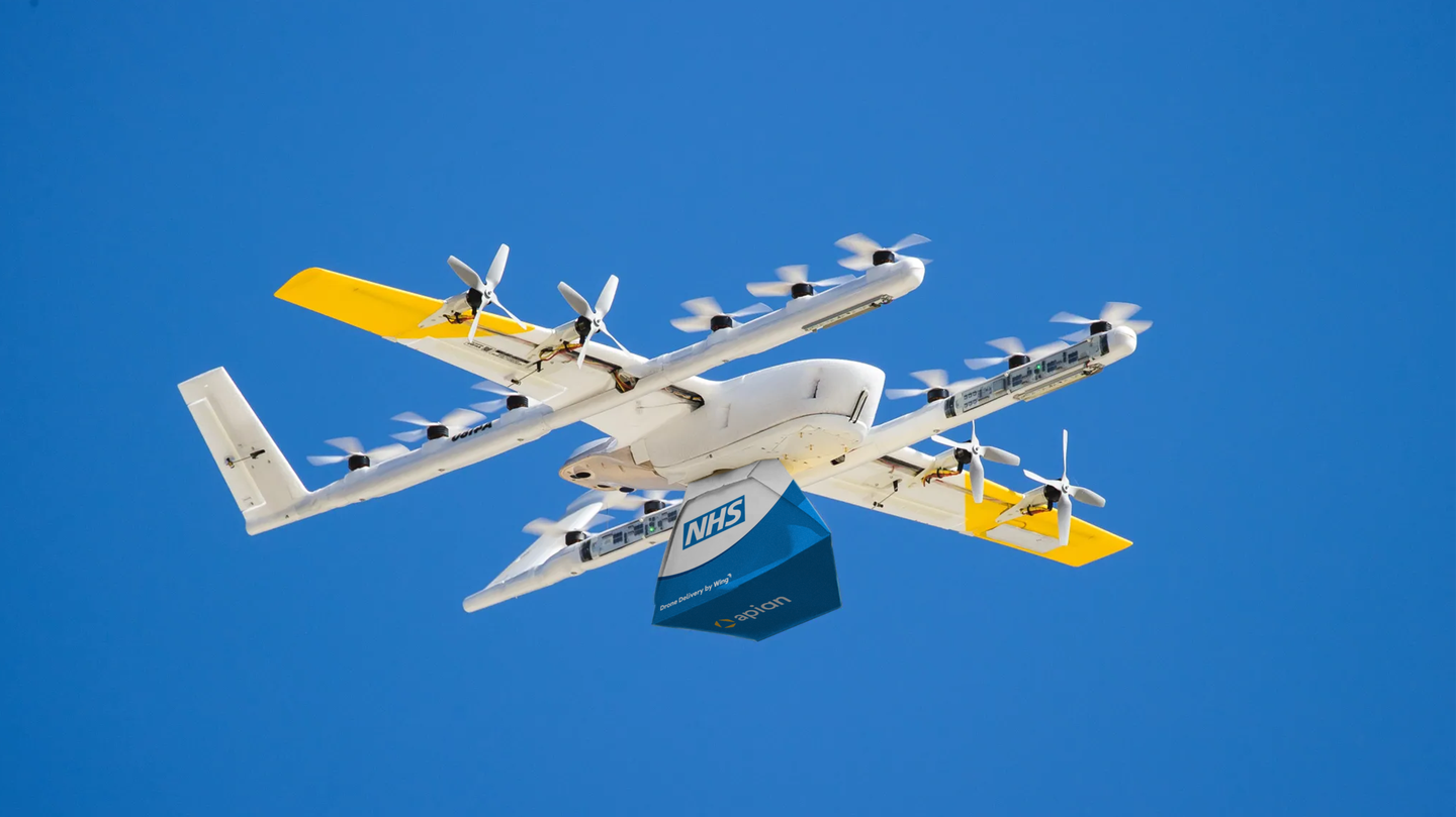 Wing drone delivery Apian London NHS